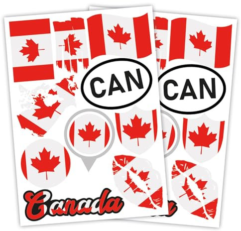Finest Folia 2er Set DIN A4 Länderaufkleber Fahne Aufkleber Länderfahne Flagge für Auto Motorrad Sticker Länderflagge selbstklebend wetterfest R217 (29 Kanada)