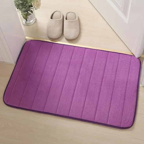 Reyox Tappetino Bagno in Memory Foam, Tappeto Assorbente Antiscivolo per Bagno Ingresso Cucina Soggiorno viola 40x60cm