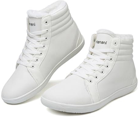 Bravover Barfußschuhe Winter Herren Damen Winterschuhe Warm Gefüttert Winterstiefel Schneestiefel Rutschfeste Bequem Weiß 40EU