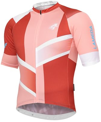 LAMEDA Radtrikot Herren Kurzarm MTB Rennrad Trikot Sommer T-Shirts Atmungsaktiv Elastisch Schnell trocknend Fahrradtrikot für Radsport Laufen Outdoor Sport Orange S
