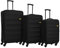 SIGN Stoffkoffer Reisekoffer Trolley (Handgepäck-Mittel-Groß-Set) + 5cm Dehnungsfuge (Schwarz, 3er Set)