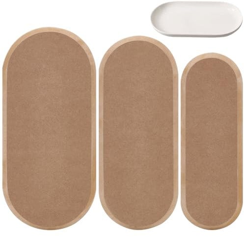 BENECREAT 3 Sizes Tan Ceramic Template for Clay, Wood Oval Pottery templates, Slump templates for Pottery, Pottery Tools for Handbuilding Dish Plate DIY Craft Supplies