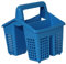 Keroppa Escurridor para Cubierto, Con Sujeción Superior, Organizador para Cubiertos 4 Compartimentos, Gran Capacidad, Orificios para Salida de Agua, Azul