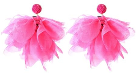 FDEETY Ohrringe für Damen Mädchen Bunte Blatt Ohrringe Stoffblumen-Cluster Elegante Böhmische Modeschmuck Geschenke Zubehör für Valentinstag Geburtstag