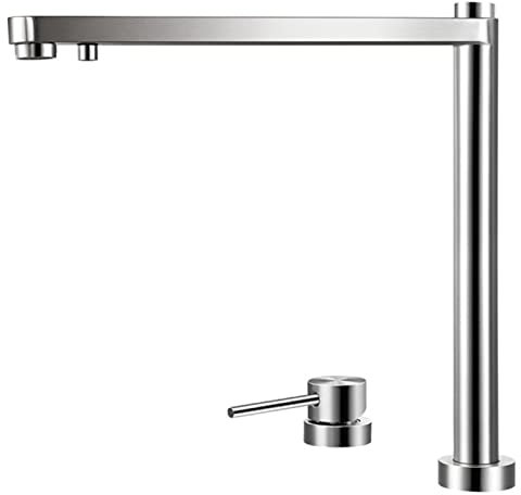 CCKUHN Küchenarmatur mit Trinkwasser, 360° schwenkbar, versteckter Lift, klappbare Küchenspüle, gebürsteter Edelstahl, Mischbatterie für heißes und kaltes Wasser mit separatem Griff