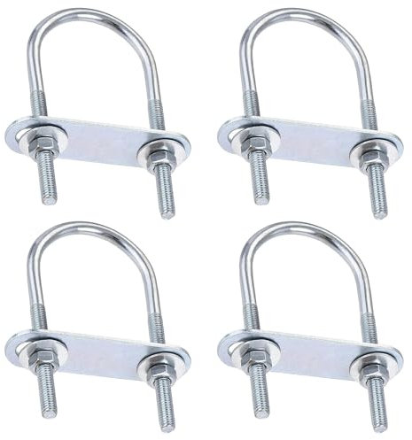 LEPEVNEY Pernos en U redondos M6, 40 mm de ancho interior, 90 mm de longitud, pernos en U de acero con tuercas, placas, arandelas para instalaciones de vehículos y barcos, 4 juegos M6 x 40 x 90