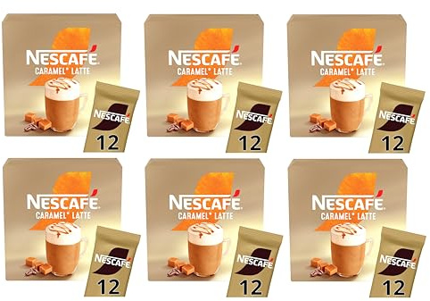 NESCAFÉ Caramel Latte x12 Instant Coffee Sachets (Pack of 6, Total 72 Sachets)