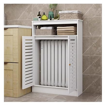 Cubre radiadores Estante para gabinete con cubierta para radiador, gabinete de almacenamiento con cubierta para calefacción con rejilla con rejilla y 2 puertas para el hogar, sala de estar,pasillo(50*