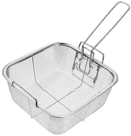 Cabilock 1Pieza Cesta Freidora Inoxidable Plegable Cesta Multiusos para Freír Comida para Patatas Fritas y Cocción Diseño Ergonómico con Drenaje Rápido
