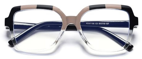 Generisch Modische große Lesebrille 1,0 für Damen, Gross Rahmen Quadratische Blaulichtfilter Computerbrille, Sehhilfe Brille zur Vermeidung von Augenermüdung, Computer-Lesebrille mit Sehstärke