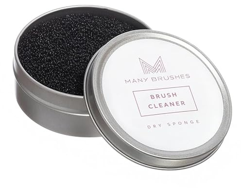 MANY BEAUTY Trockene Pinselreiniger Schwamm – Wiederverwendbare Reinigungsschwamm für Make-up Pinsel - Schnelles & Wasserloses - Kompakte Metallbox 7,5 cm