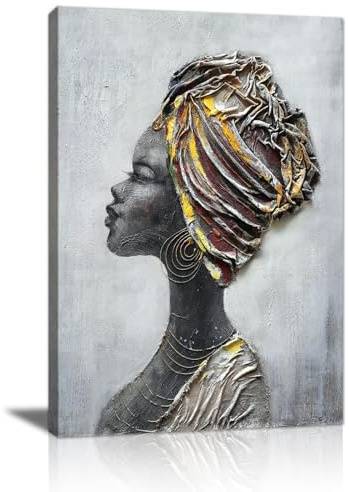 Moderne Mit Rahmen Leinwand Wandbilder, Abstrakte afrikanische Frau leinwand bilder kunstdruck bild auf leinwand bilderdruckt Wanddekoration für Schlafzimmer Wohnzimmer fertig zum hängen 30×40CM