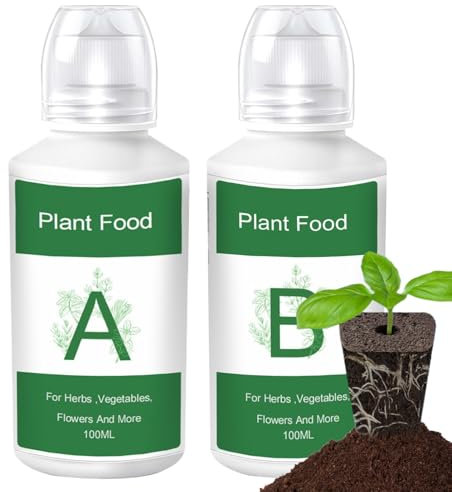 Cibo per Piante per Idroponico – Soluzione Fertilizzante A & B per Erbe, Verdure, Fiori | Nutrizione Completa per Serra Indoor, Crescita delle Piante Senza Terra, Setup di Giardinaggio