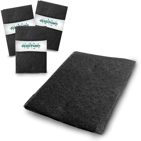 Filtro Cappa Cucina Universale, 3 Pezzi, 40x80 cm, Nero, 100% Poliestere, Lavabile a Mano, Tagliabile, Inodore, Atossico, Ecologico, Made in Italy, Facile da Installare