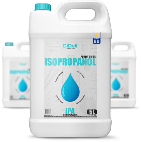 GiDeli Isopropanol 99,9% 15 Liter - Hochprozentiger Isopropylalkohol IPA Reinigungsalkohol für elektronische Bauteile, Linsen und Bildschirmen - Entfernung von Harzen im 3D-Druck