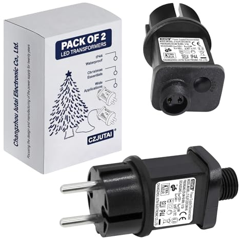 2er Pack mit LED Trafo CZJUTAI IP44 Netzteil für Weihnachtsbeleuchtung mit Stecker - EU-Stecker (Schraubsockel - Schaltmodus - EL/FC32V3.6W)