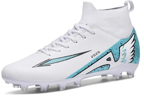 IFIKK Herren Hochschaft Fußballschuhe, Mehrfarbig Designs, Böden für Festen Boden und Kunstrasen, Stylischer Flügelakzent, für Fußballtraining und -Spiele (A04,42)