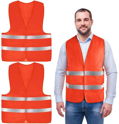 AYBUY Warnwesten Auto, 2 Stück Rot Sicherheitsweste, Reflektierende Warnwesten, für Erwachsene und Kinder 360° Reflektierend mit Reflektorstreifen, für Nacht, Bauarbeiter, Autofahrern Fahrern