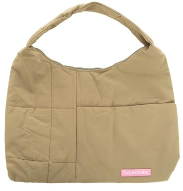 Zwillingsherz Damen Stoff Schultertasche – Gepolsterte Design-Handtasche mit integriertem Henkel – Moderne Tasche zum Über-die-Schulter-Tragen – Ideal für Alltag, Freizeit & City