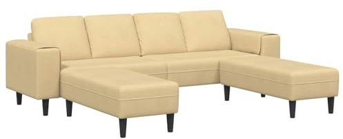 Yisssmeng Cord U-Form Ecksofa Grau-Grün 250x188x76 cm Modernes atmungsaktives Design Federkern 4-Sitzer Schlafsofa Couch für Wohnzimmer Büro Lounges