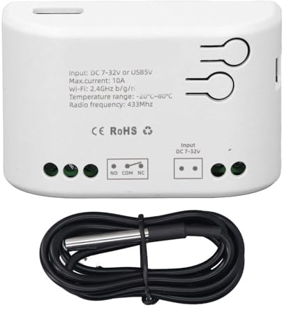 Interruttore relè WiFi intelligente 1 canale 7-32V 2200W Modulo di chiusura momentaneo compatibile con l'app EWeLink per l'automazione di porte da garage WiFi 2.4G e controllo