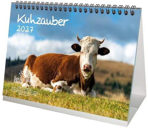 Kuhzauber DIN A5 Tischkalender für 2027 Kühe Rind Kalb - Seelenzauber