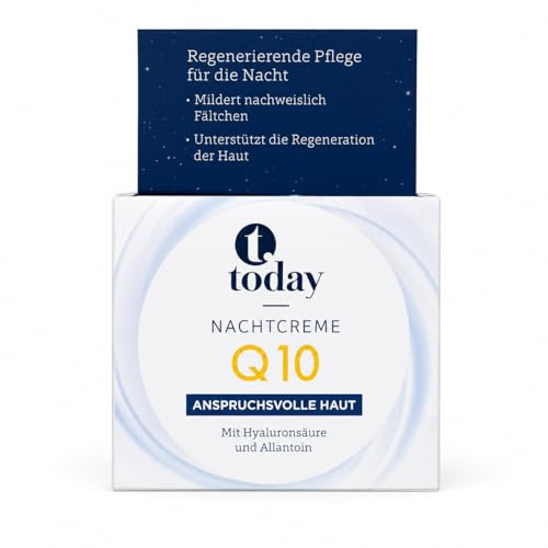 Today Nachtcreme Q10 mit Hyaluronsäure und Allantoin, für anspruchsvolle Haut, Nachtpflege, 50 ml