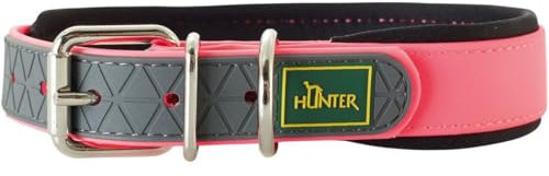 HUNTER Hundehalsband CONVENIENCE COMFORT, Farbe: neonpink, Mit Neopren-Polsterung, witterungsbeständig, pflegeleicht, ideal für Sport & Freizeit, Größe: 55