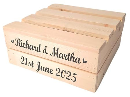 14 Square Wooden Rustic Wedding Cake Stand - Personalised - 1 or 2 tier