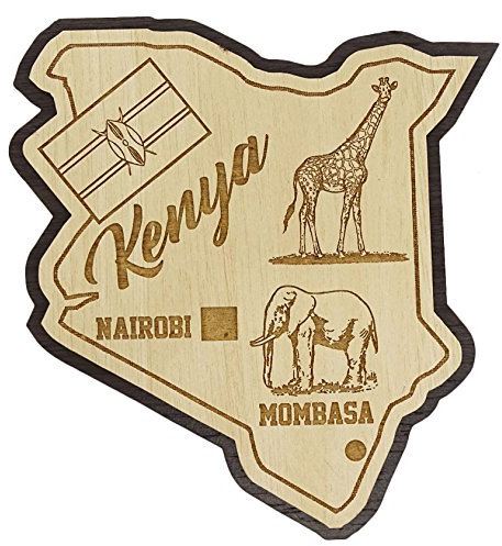 Printtoo Wooden Engraved Kenya Map Fridge Magnet Souvenir Gift