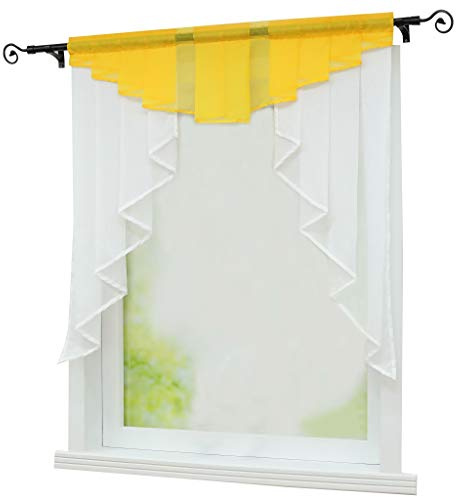 Joyswahl Kleinfenster Scheibengardine Voile Bistrogardine »Gerda« mit Tunnelzug Transparente Gardine Stores BxH 100x100cm Gelb 1er Pack