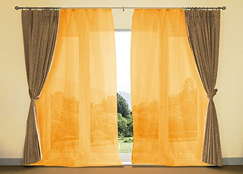 EUROSTYLE Tenda ZANZARIERA Mosquito Rete FITTA con Frange E Anelli Inclusi (150X300CM, Giallo)