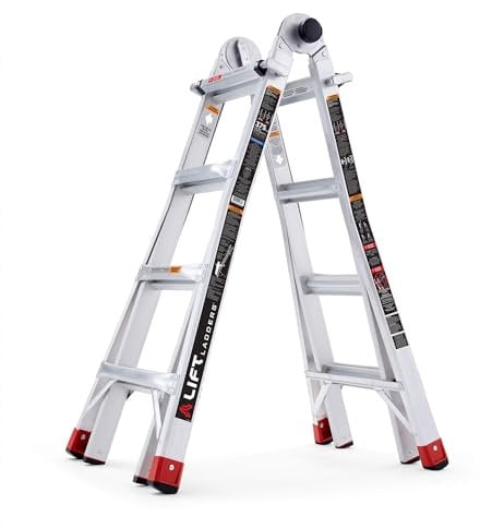 Lift Ladders 18-Ft Multi-Position Aluminum Ladder, 5-in-1, 300 lb. Capacity