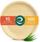 ECO SOUL 100 Disposable Palm Leaf Plates 10”(25cm) Round Large Bamboo Plate I Eco Friendly, Biodegradable, Compostable Heavy-Duty Plate, Wooden Plates for Party & Events I Microwave & Oven Safe