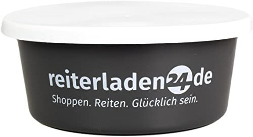 RL24 - Leckerlischale | Müslischale mit Deckel für Pferde | Futterschale zur Aufbewahrung von Leckerli & Pferdefutter | Leckerli-Dose in Grau | 1 Schale á 8l | Pferdezubehör