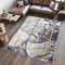 TAPISO Shine Teppich Kurzflor Dunkelgrau Hellgrau Goldene Linien Rahmen Wohnzimmer Schlafzimmer 3D Optik Modern Design ÖKOTEX 80 x 150 cm