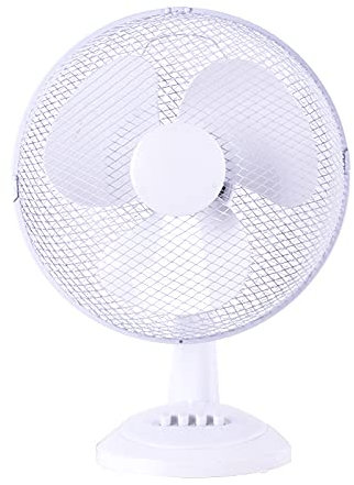 Aspect 12 Inch, Portable Desk Fan,3 Speed Settings, Wide-Angled Oscillation, Quiet Operation, Perfect for Bedroom or Office,Wide Base, 60-120° Oscillation - White