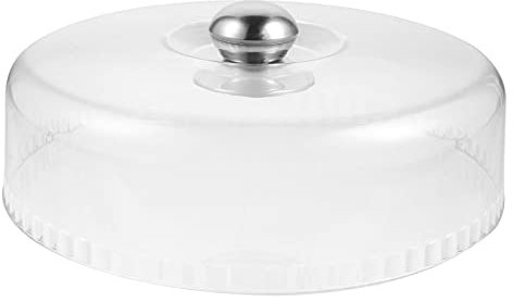 HEMOTON Couvercle à gâteau transparent, 28 cm, Rond, Acier inoxydable, Polystyrène, Couvercle à clapet, pour Micro-ondes, Gâteaux, Desserts, Fruits, Collations