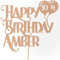 Personalised Happy Birthday Glitter Cake Topper inc Balloons - Rose Gold Any Name & Age Glitter Cake Decoration and Sprinkles - Happy Birthday Decorations - Personalised Toppers for Cakes by Cakeshop