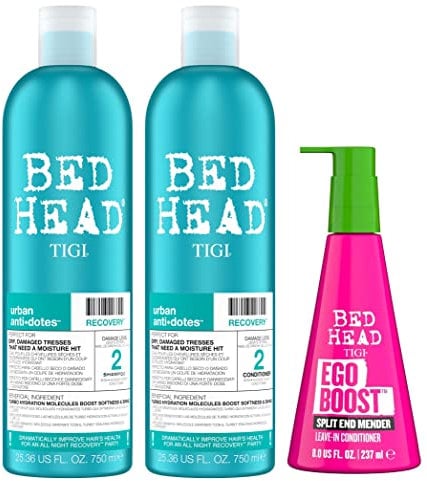 Bed Head by TIGI, Recovery Shampoo, Conditioner & Ego Boost Leave-in Conditioner Set for Dry and Damaged Hair