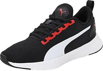 PUMA Flyer Runner Jr Unisex-Kinder Laufschuhe, Puma Schwarz PUMA Weiß PUMA Rot, 4.5 UK