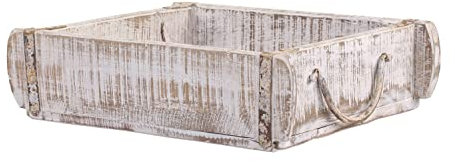 Rungassi Holz Aufbewahrung-Box Ziegelform Vintage Dekoration (Schublade 22x22cm Weiß)
