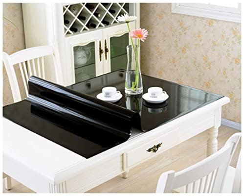 FANIVIN Haushalt Küche PVC Tischdecke Tischmatte Schreibtisch Tischfolie Tischschutz Matte Wasserdicht Schwarz 90 * 160cm