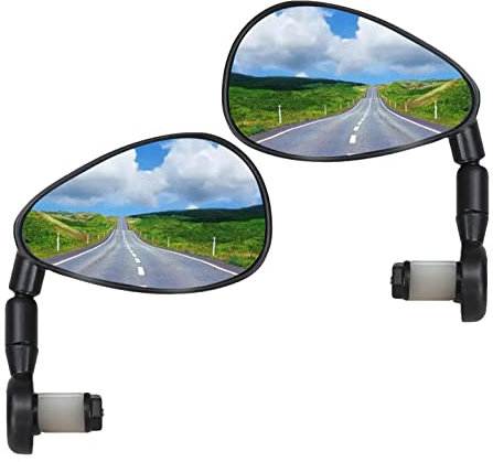 YuanDiann Anti-Shake Fahrrad Rückspiegel HD Glass Ebike Fahrradspiegel 360° Verstellbar Feste Aluminiumschale Golfschlägers Form Mountainbikes Rennrad Lenker End Spiegel Ein Paar