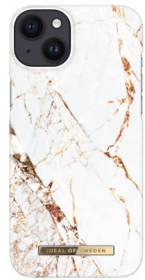 IDEAL OF SWEDEN Bedruckte Handyhülle, niedliches buntes Muster, schützende Abdeckung aus Hartplastik mit Mikrofaserfutter für das iPhone. Kompatibel mit iPhone 14 Plus (Carrara Gold)