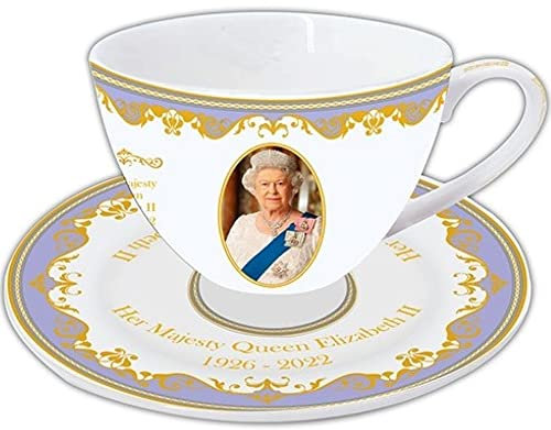 The Leonardo Collection Majesty Queen Elizabeth II - Tazza commemorativa con piattino, LP18218, colore: bianco