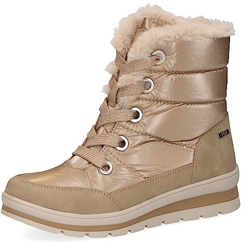 CAPRICE Damen Winterstiefel ohne Absatz Vegan Wasserabweisend, Braun (Mud Comb), 38.5 EU