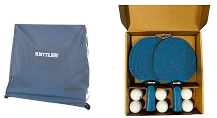 KETTLER Sparpaket Outdoor Tischtennisschläger-Set + Abdeckhaube Grau I Wetterfeste Tischtennisschläger und Schutzhülle für alle Tischtennisplatten I 2 Schläger und 6 Bälle