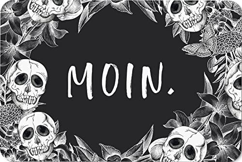 Tassenbrennerei Fußmatte mit Spruch: Moin - Totenkopf Türmatte lustig für Innen - Made in Germany
