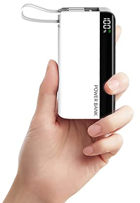 Power Bank with Built in Cables 10000mAh 22.5W PD USB C Ultra-Fast Large Capacity Portable Charger Compatible with iPhone Samsung Huawei iPad and More (White)